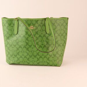 Coach Monogram Tote - Green w/Green Floral Interior - Hangtag - NWT